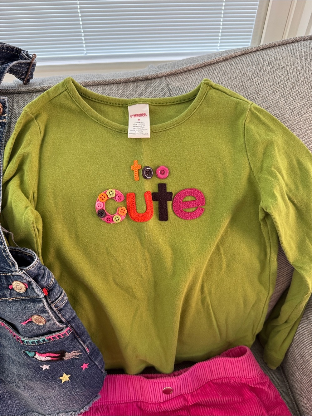 Girls Mixed Clothing Lot - Bright Neon Softball Tee & Denim Overalls - Picture 5 of 12